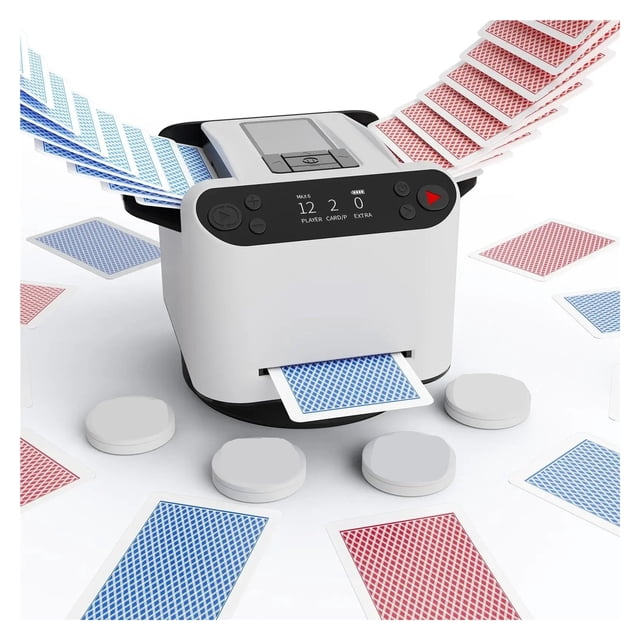 Machine de Mélange de Cartes à 2 Jeux, Tisonnier Rotatif à 360°, Mélangeur de Cartes Automatique, Facile à Utiliser