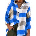 thumbnail image 1 of Innerwin Blouse Col à Revers Chemises pour Femmes Plage Boutonnée Hauts Décontractés Bleu 4TG, 1 of 9
