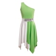 thumbnail image 3 of Jhaoyu Robe de Danse Asymétrique pour Filles Enfants, Robe de Prière Liturgique à Blocs de Couleur Vert Clair 6, 3 of 7