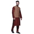 thumbnail image 2 of Atasi Kurta Pyjama Traditionnel Uni à Col Mandarin avec Ensemble de Veste Imprimée, 2 of 3