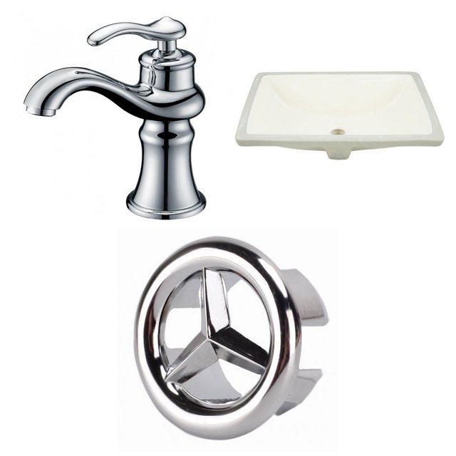 American Imaginations 20.75-in. W CSA Rectangle Bathroom Undermount Sink Set In Biscuit - Chrome Hardware AI-26965