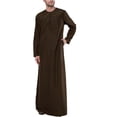 thumbnail image 1 of PEZHADA Ensemble de Robe Musulmane pour Homme Robe Arabe Mi-Longue à Manches Longues Col Montant Fermeture Éclair Robe Décontractée Brun, 1 of 4