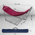 thumbnail image 2 of Tranquillo Support de Hamac Ajustable / Hamac Pliable avec Support – Support de Hamac de Pique-Nique et Filet de Hamac en Polyester à 2 Couches pour 2 Personnes avec Sac de Transport - Supporte jusqu'à 650 Lb, Rouge, 2 of 8