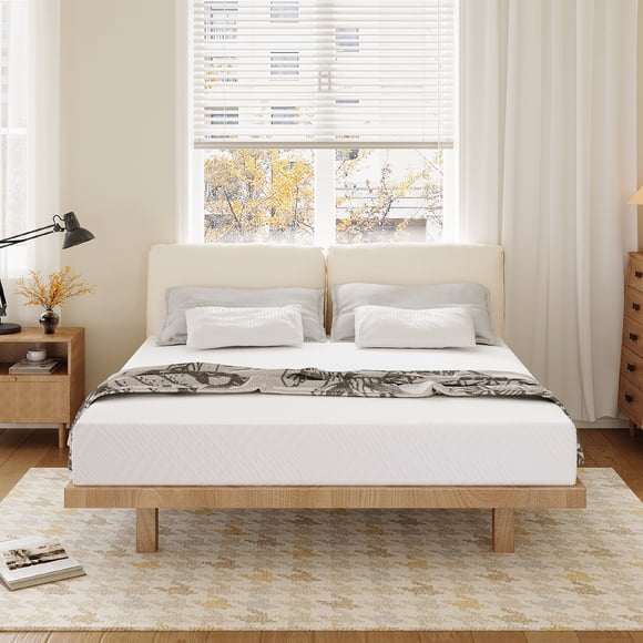 EGOHOME Ego Blanc Matelas en Mousse Mémoire de 10 Pouces, Matelas Format Grand en Boîte, Fermeté Moyenne