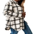 thumbnail image 2 of Womens Plaid Flannel Shirt Tops Long Sleeve Lapel Buttons Up Shacket Jacket Fall Spring Cardigan Coat, 2 of 6