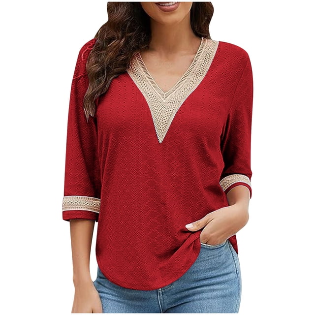 HVOBTTY Chemises Confortables à Manches Longues pour Femmes, Veste de Complet Décontractée Unie pour Femmes Rouge, TTG