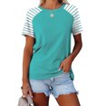 thumbnail image 2 of FAIWAD Hauts Grande Taille pour Femmes Blouse d'Été à Imprimé Rayé Manches Courtes Col Rond T-Shirts Tuniques Décontractées Tee, 2 of 3