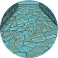 thumbnail image 1 of Ahgly Company Machine Washable Indoor Square Transitional Turquoise Green Area Rugs, 3' Square, 1 of 7
