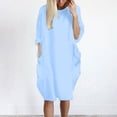 thumbnail image 2 of Pompotops Robe Ample pour Femmes avec Poches, Col pour Dames, Hauts Longs Décontractés, Robe Grande Taille en Solde, 2 of 4