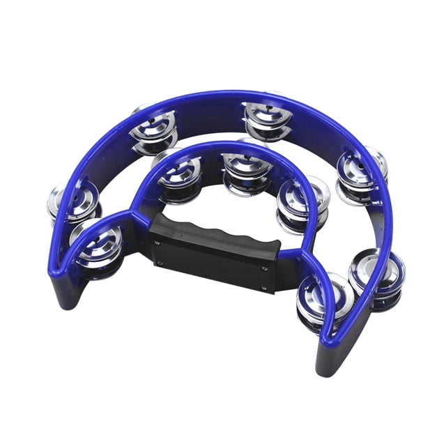 Amdohai Double Row Handheld Tambourine Metal Jingles Hand Held Plastic