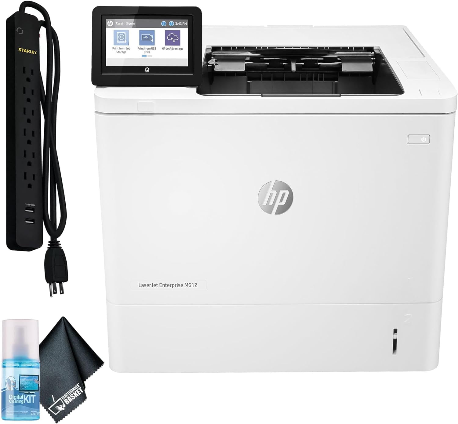 HP LaserJet Enterprise M612dn Laser Printer (7PS86A#BGJ) with Surge Protector & Cleaning Kit (Sold without manufacturer warranty)