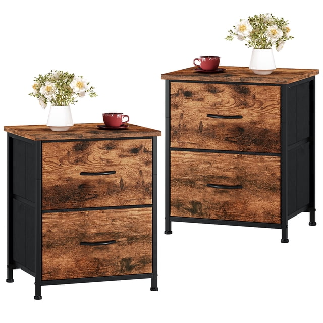 Eunos Tables de Nuit pour Chambre, Ensemble de 2, Petite Table de Chevet Table d'Appoint pour Garde-Robe, Fini Grain de Bois