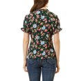 thumbnail image 3 of INSPIRE CHIC Blouse pour Femme à Fleurs à Volants Manches Courtes Col à Volants Blouses Décontractées m Vert Foncé, 3 of 6