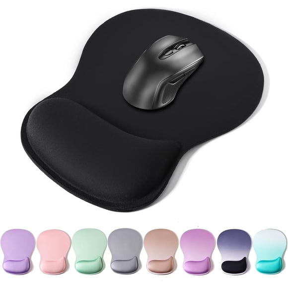 Pad Wrist Support, Mousepad with Memory Wrist Rest Cushion, Non-Slip Rubber Base Gaming Pad for and Easy Typing, Office Laptop, Black