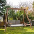 thumbnail image 2 of Patiojoy Patio 2-Person Rattan Porch Swing Chair with 118' Hanging Ropes and Seat Cushion, Off White, 2 of 7