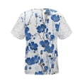 thumbnail image 5 of LOVZFMLL Hauts d'Été pour Femmes Femmes Mode Été Pli Imprimé Régulier Femmes Manches Courtes Col en V Bouton Haut, 5 of 5