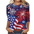 thumbnail image 1 of CHUANK Plus Hauts pour Femmes Chic Décontracté Col Rond Manches Courtes Chemises et Blouses pour Femmes T-Shirts à Imprimé Papillon du 4 Juillet pour Femmes Tunique Graphique Patriotique Tendance Haut d'Été Plage, 1 of 4
