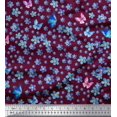 thumbnail image 1 of Soimoi polyester Crepe Fabric Butterfly & Flower Floral Print Fabric by the Yard 52 Inch Wide, 1 of 3