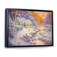 thumbnail image 2 of Designart Cottage sur Rivière dans la Forêt pendant Noël Cadre Flottant Traditionnel Art Mural, 2 of 4