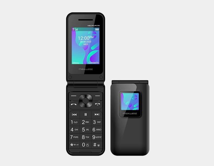 Maxwest Neo Flip Phone 4G LTE Volte 4G Dual Nano Sim GSM Unlocked Black
