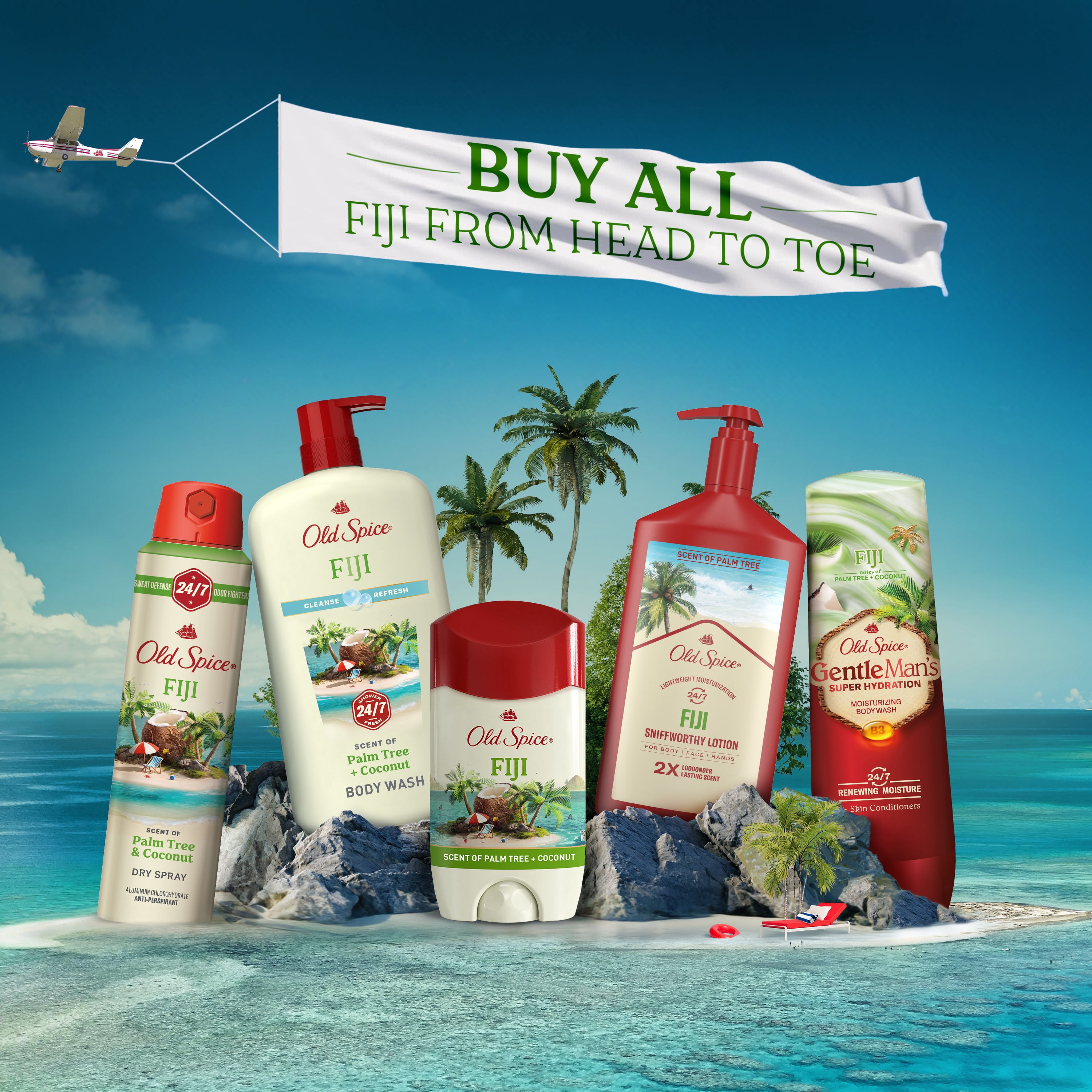Nettoyant pour le corps pour hommes Old Spice Super Hydratation, Fiji avec palmier et noix de coco, hydratation régénératrice 24 heures sur 24, 7 jours sur 7, 591 mL (20 oz)
