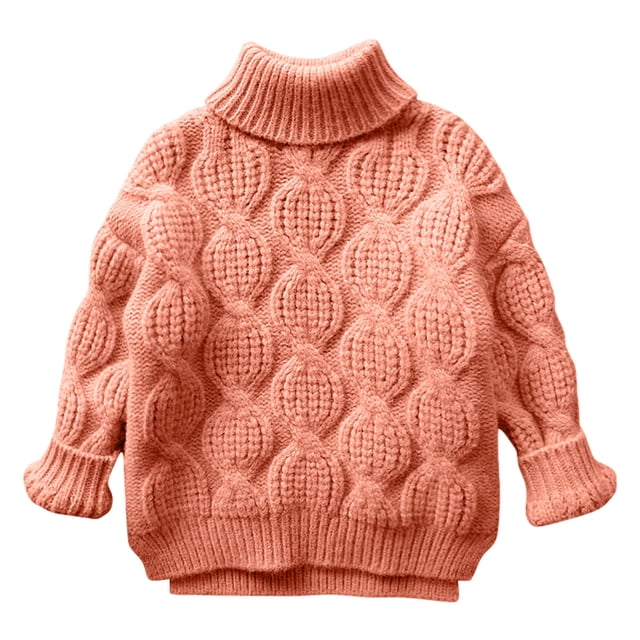 Zwiiyzr 1-10 Ans Tout-Petits Enfants Bébés Garçons et Filles Chandail Tricoté Blouse Chandail Tendance Mignon Couleur Manches Longues Chaud Col Rond Chandail Orange