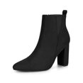 thumbnail image 1 of Unique Bargains Women's Block Heel Pointed Toe Zipper Ankle Boots, 1 of 8