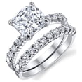 thumbnail image 1 of Womens 2.5Ct Wedding Engagement Ring Band Set Fabulous Cushion CZ Sterling Silver 925, 1 of 6