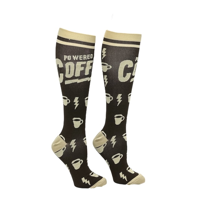 Powered By Coffee Funny Caffeine Compression Socks for Women Unisex Size