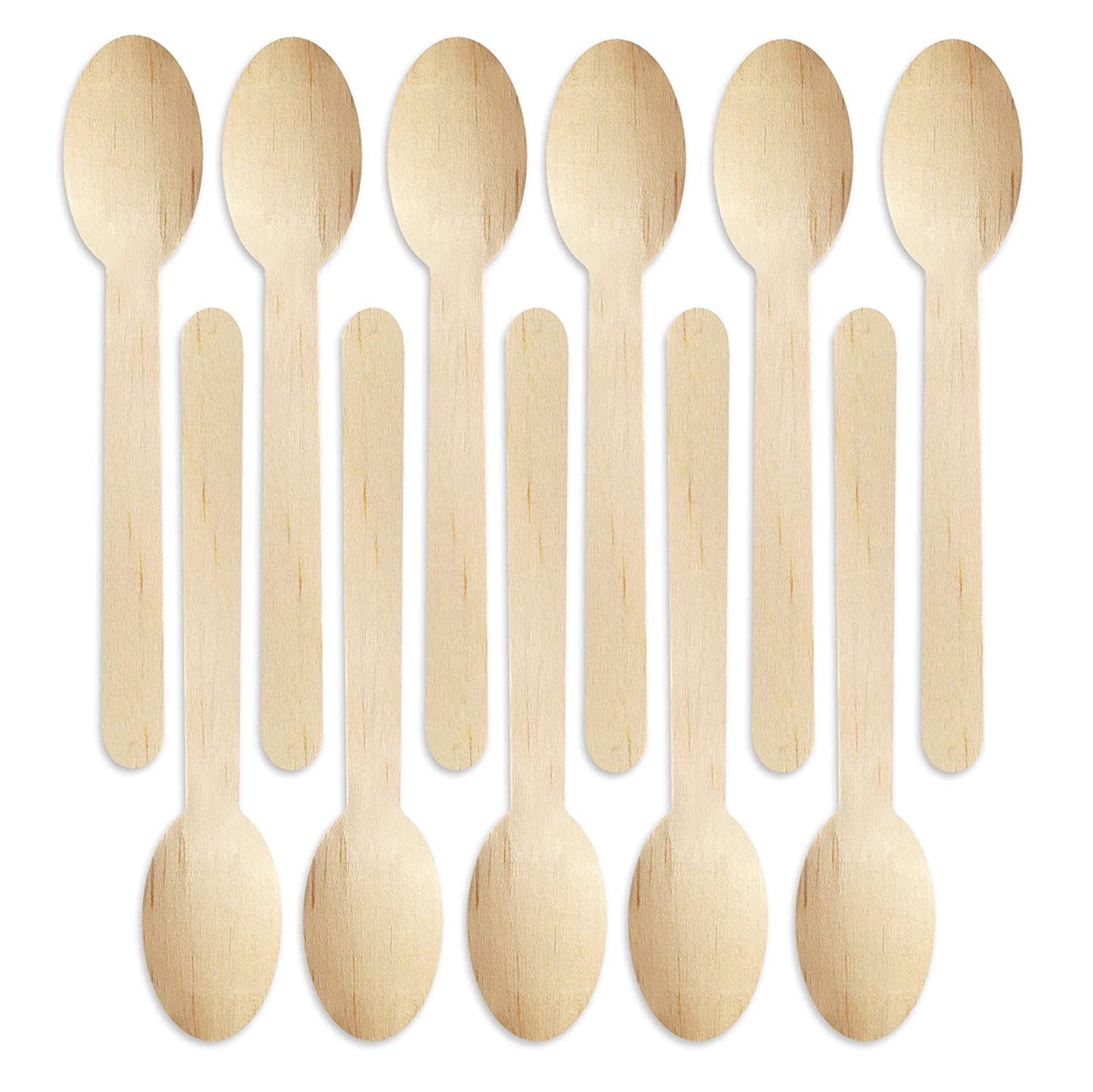 100 Pcs Cuillère en Bois Jetable pour Fête et Pique-Nique