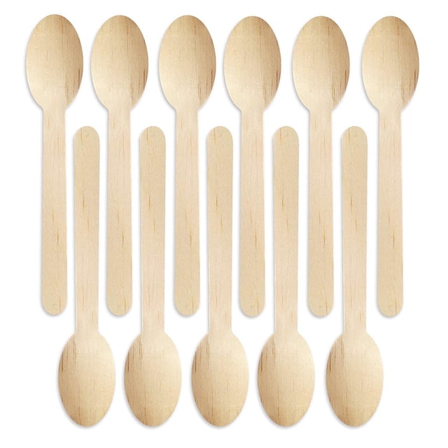Birdeem 100 Pcs Cuillère en Bois Jetable pour Fête et Pique-Nique