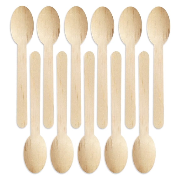 100 Pcs Cuillère en Bois Jetable pour Fête et Pique-Nique