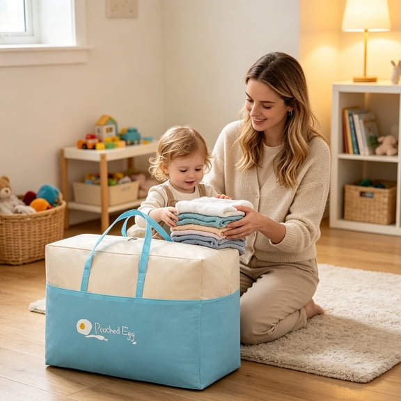 Extra Large Quilt Storage Bag Heavy Duty Oversized Moving Tote with Handles for Comforters Clothes Blankets Bedding Home Organization