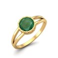 thumbnail image 2 of 0.75 Cts Round Shape Emerald Solitaire 925 Sterling Silver Gold Vermeil Split Shank Wedding Women Rings, 2 of 3