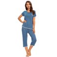 thumbnail image 3 of MINTLIMIT Ensembles de Pyjama Unis pour Femmes, Hauts à Manches Courtes et Pantalons Capri, 3 of 5