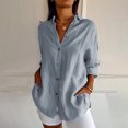 thumbnail image 2 of Timegard Plus Size Tops for Women Button down Shirts Long Sleeve Lapel V Neck Blouse Lightweight Tops, 2 of 6