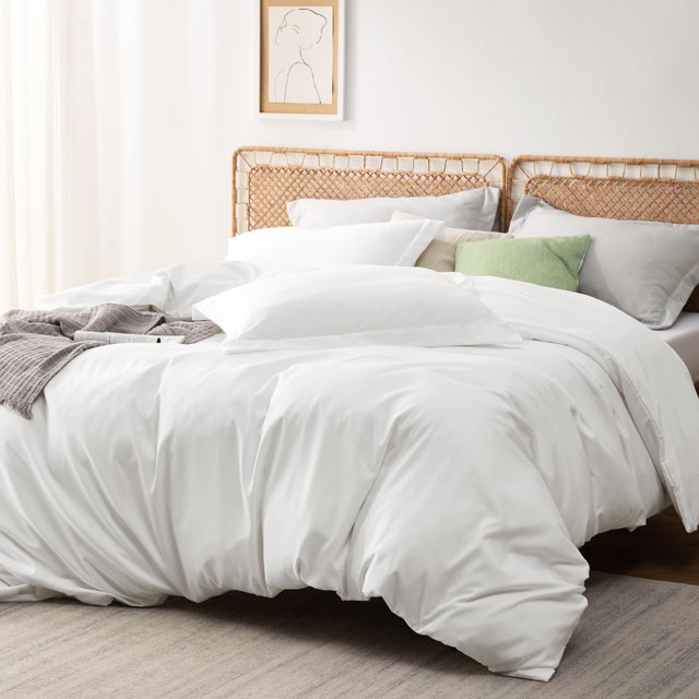 BEDSURE White Duvet Cover Full Size - Soft Prewashed Full Duvet Cover Set, 3 Pieces, 1 Duvet Cover 80x90 Inches with Zipper Closure and 2 Pillow Shams