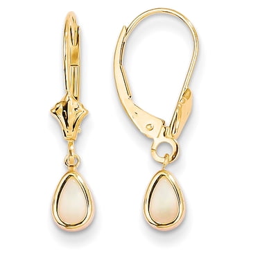 14K Yellow Gold 6x4mm Opal/October Earrings