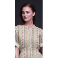 thumbnail image 3 of Bimba Robe Longue d'Été en Rayonne à Rayures/feuilles et Imprimé Floral de Roses, Manches Kimono, Fente, X-Grand, 3 of 6