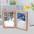 thumbnail image 3 of veasfak Hinged Photo Frame Wood Rectangle Picture Frame 4x6 for Bedroom Desk Desktop Brown Double Fold, 3 of 7