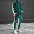 thumbnail image 3 of Velour Tracksuit Mens 2 Piece Set Velvet Zipper Jacket with Drawtsring Jogger Sweatpants Sweatsuits Outfits Casual 2023 Fall Fashion Lounge Set, 3 of 5
