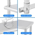 thumbnail image 3 of BeesClover Stainless Steel Work Table, Commercial Kitchen Prep Table with Casters & Backsplash, Heavy-Duty Workstation for Restaurant, Bakery, Food Service, 3 of 8
