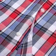 thumbnail image 4 of Bienzoe Boy's Cotton Plaid Button Down Short Sleeve Shirt Red/Blue 7/8, 4 of 6
