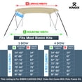 thumbnail image 2 of KNOX Toile de Remplacement Universelle à 3 Nœuds pour Toit de Bimini, Toile de Toit de Bimini Seulement avec Botte de Rangement à Glissière, Qualité Marine 600D, Imperméable, Pare-Soleil Anti-Décoloration pour Bateau, Sans Cadre, 54-60 Pouces L, Sable, 2 of 7