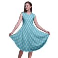 thumbnail image 1 of Bimba Robe d'Été Sans Manches à Col Rond pour Femmes, Bleue, à Imprimé Floral en Blocs, Tenue Décontractée - X-Grand, 1 of 6
