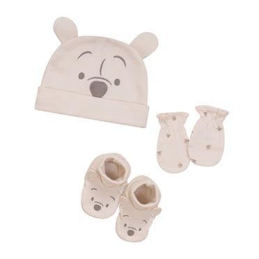 Disney Winnie the Pooh Infants' Unisex Layette Organic Cotton 3pc Accessory Set