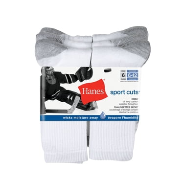 Hanes Men's 6 Pack Sport Cuts Crew Cushion Sock