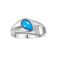 thumbnail image 1 of RYLOS Men's Rings Sterling Silver Ring - Timeless Pear Shape Cabochone Gemstone & Diamonds - Tear Drop Cabochon TURQUOISE Rings For Men  Size 10, 1 of 6