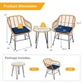 thumbnail image 2 of Gymax 3PCS Rattan Patio Bistro Set Conversation Furniture Set w/ Navy Cushions, 2 of 10
