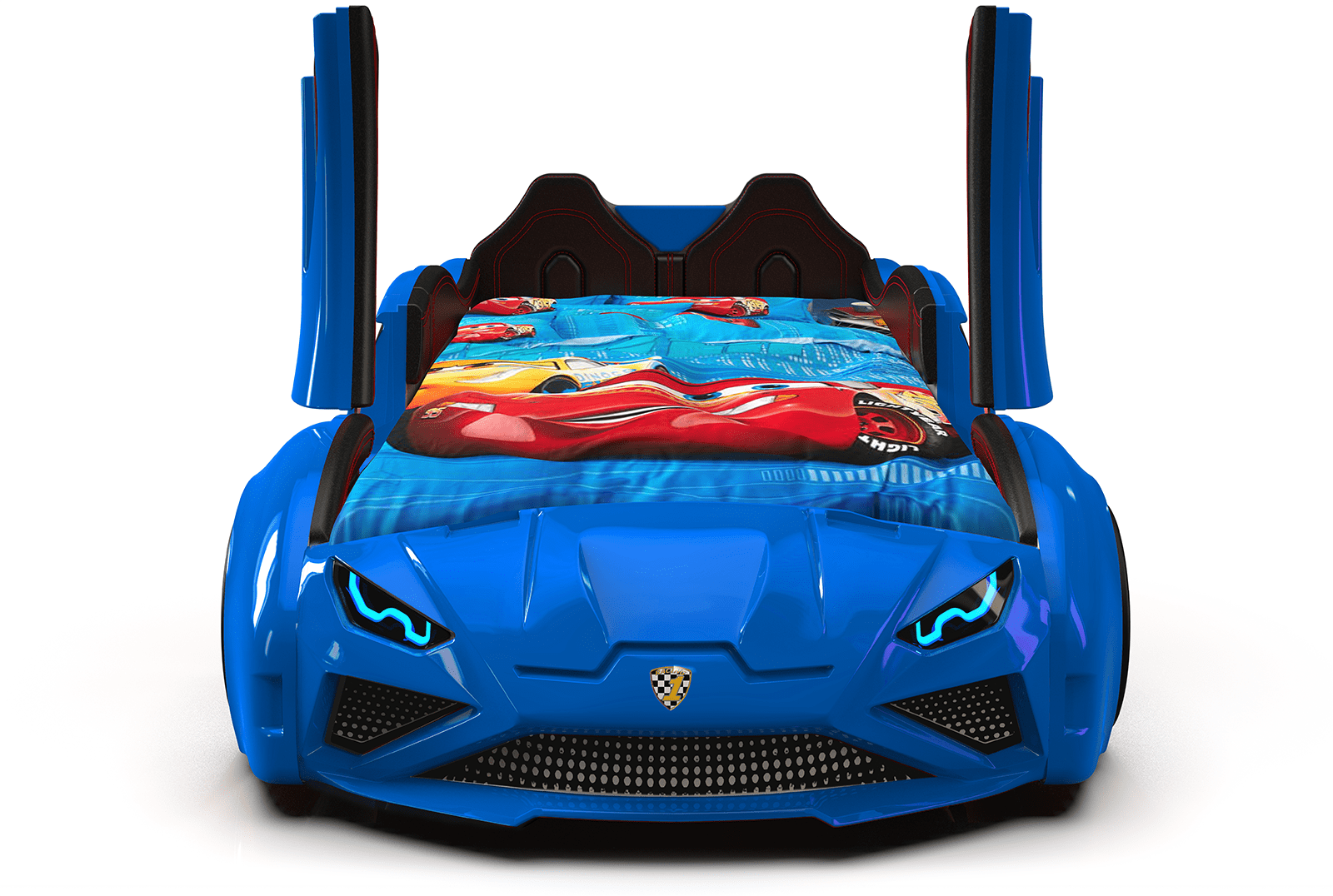 LAMBO RX Twin Race Car Bed with LED & Sound FX, Kids Racecar Bedroom Furniture, Racing Car Twin Bed